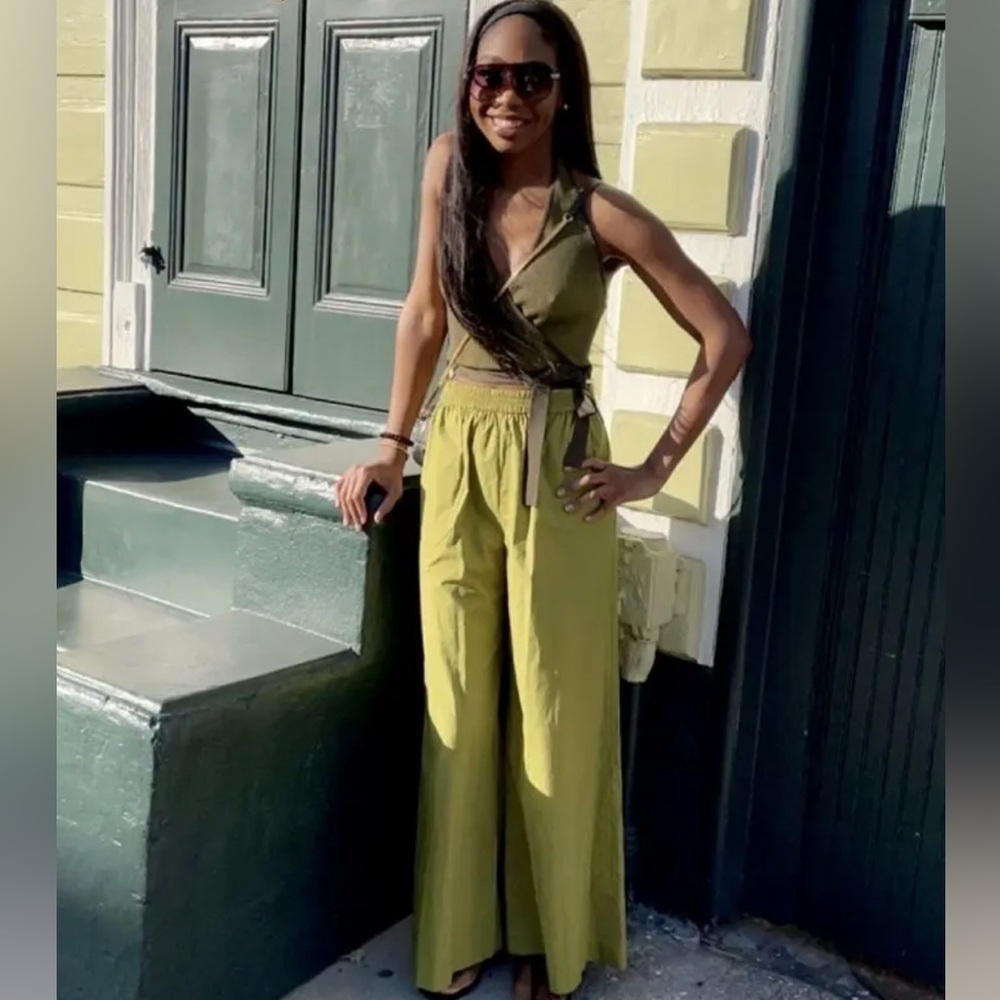 Toccin Green Palazzo Pants size Large - Picture 5 of 10